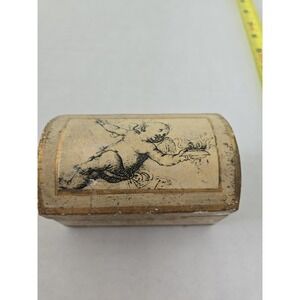 Small Vintage Florentine Box Domed Hinged W/ Cherub Angel Gilt Jewelry Box